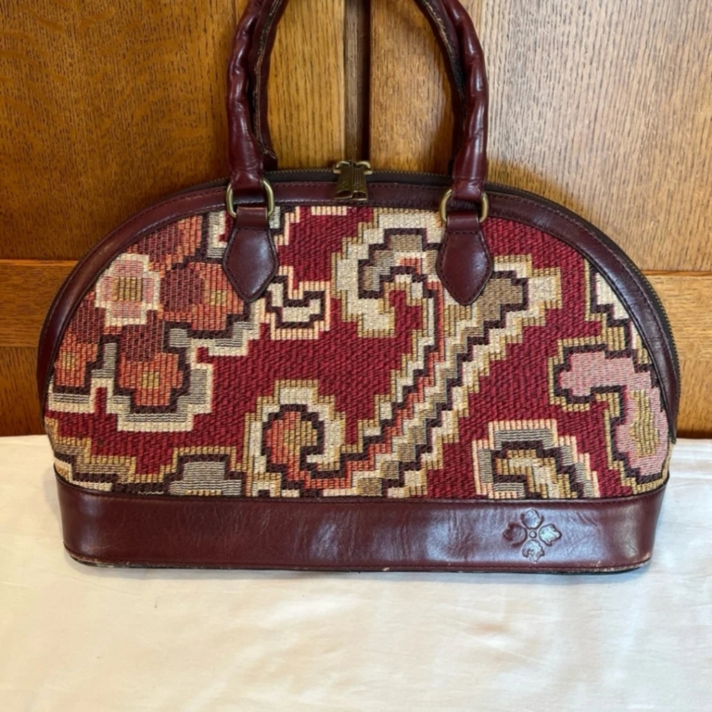 Elegant Burgundy Patterned Handbag